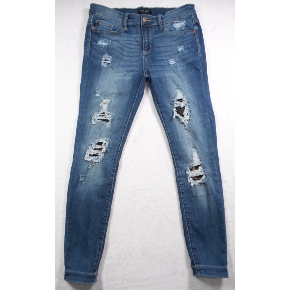 Judy Blue Jeans Womens Size 11/30 Blue Denim Janette Camo Patch Skinny Fit